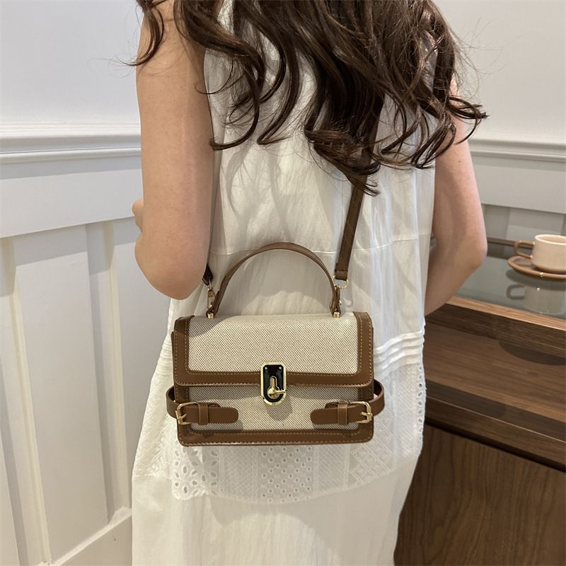 Contrasterende kleur Stijlvolle Ins Hand Held Single Shoulder Crossbody Dames Kleine Vierkante Tas_voghion.com
