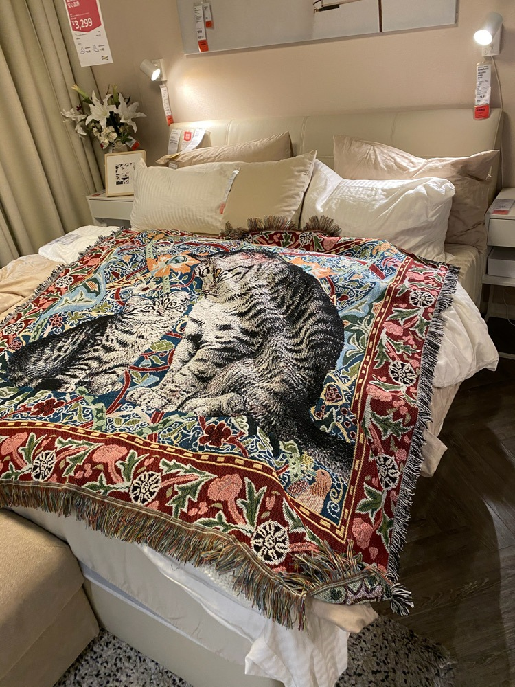 Chat cadeau vieux américain couverture canapé couverture couverture couverture tricoté chat peinture à l'huile Style_voghion.com