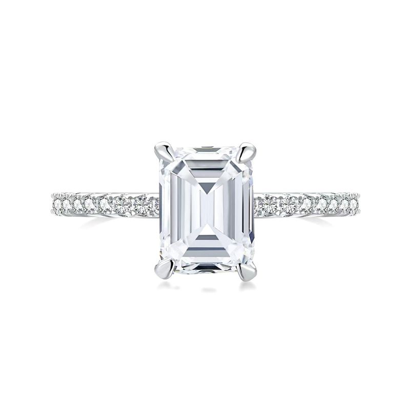 Moissanita para mulheres, anel retangular de alto carbono, pequeno, com pingente de açúcar, banhado a prata pura com platina, clássico de 2 quilates_voghion.com