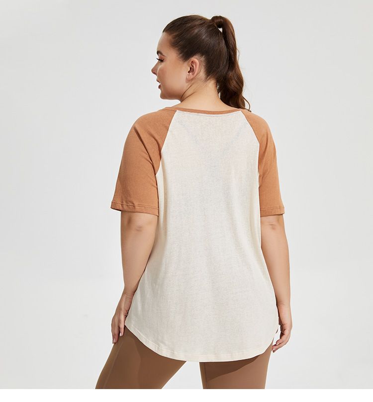 Loose Breathable Yoga Cover Up For Women In Large Size With Contrasting Printed Running Sportswear And Short Sleeved_voghion.com