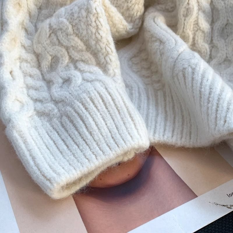 Oversized Cardigan Sweet Bow Tie Wool Sweater Women Autumn New Loose Twist Knit Cardigan Retro Fashion Solid Knitwear Coat_voghion.com