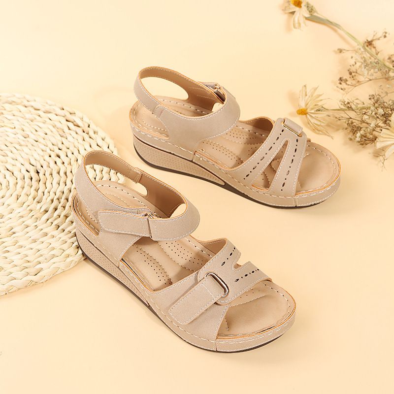 Nuovi sandali stile romano con bocca di pesce grandi casual 2024 Capispalla da donna in velcro Shake Line Shoes_voghion.com