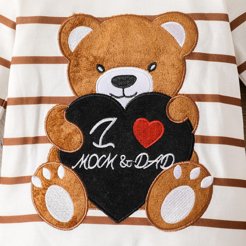 Mother & Kids INS newborn baby boy spring and autumn style cute bear striped long-sleeved open crotch jumpsuit_voghion.com