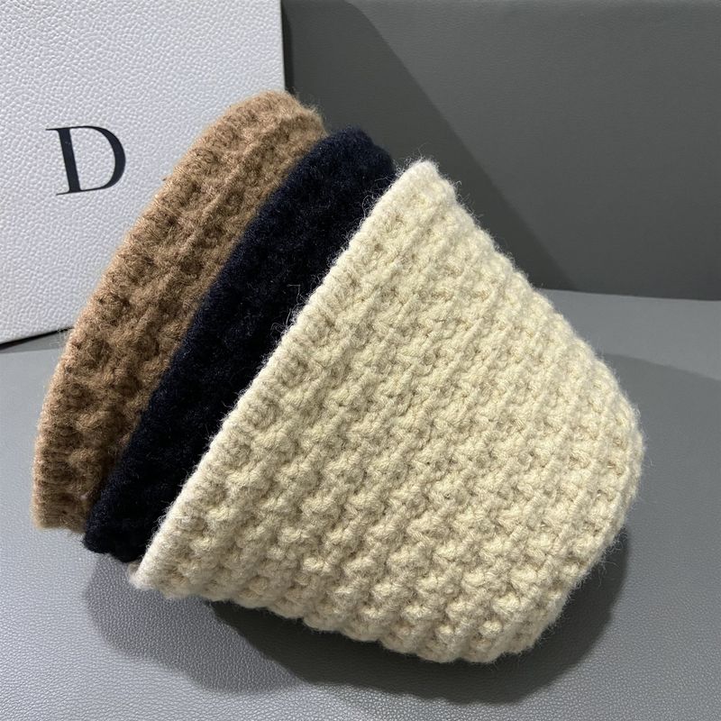 Cappello da pescatore caldo lavorato a maglia dolce, versatile, autunno/inverno, alla moda, coreano, da donna, secchiello_voghion.com