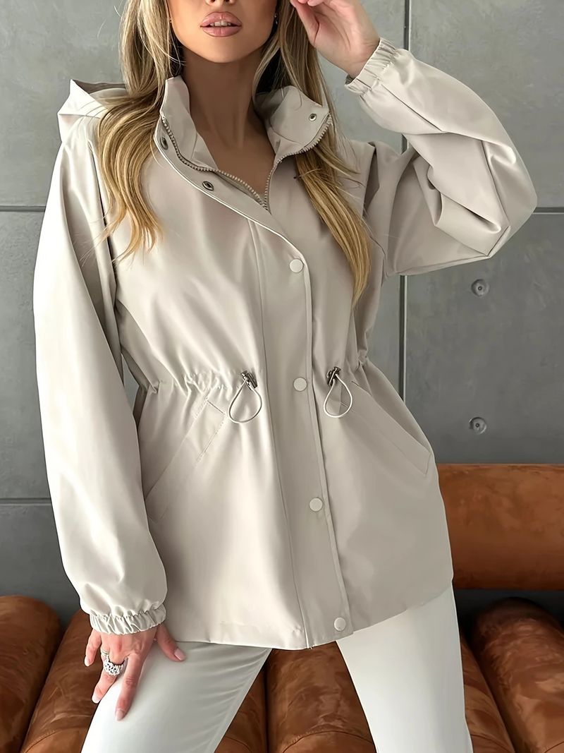 2025 Women's Autumn New Waterproof Jacket Slim Fit Trench Coat Windproof Parka_voghion.com