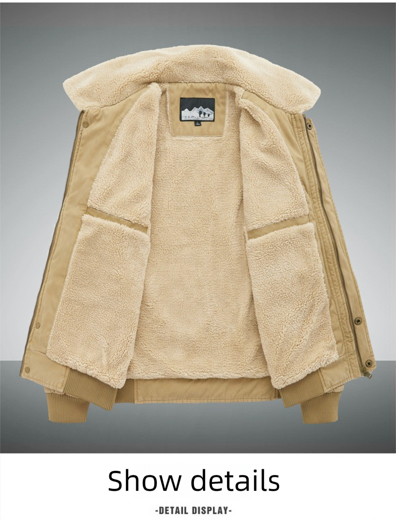 Giacca da uomo in cotone con lana di agnello, giacca invernale foderata in pile, vestibilità ampia, taglie forti, mezza età, calda, casual, anziani_voghion.com