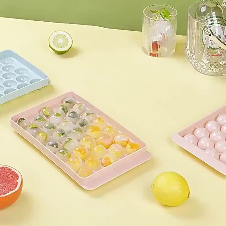 Whiskey Ice Ball Maker - 33-Grid Silicone Mold With Lid, Round Sphere, EU Bar Accessory_voghion.com