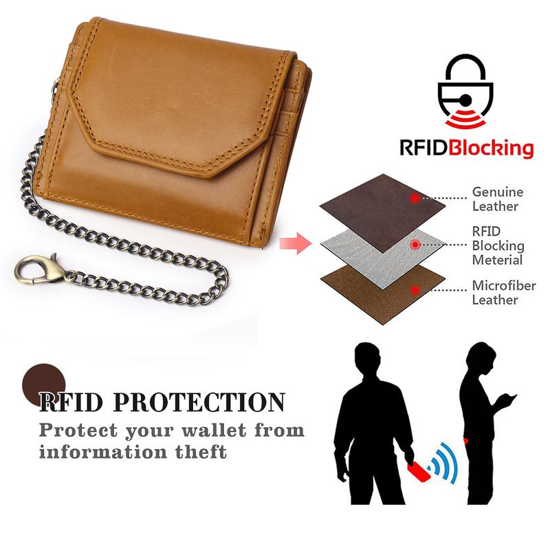 First layer oil wax leather men's RFID anti magnetic and anti-theft real pickup bag short style zero wallet_voghion.com