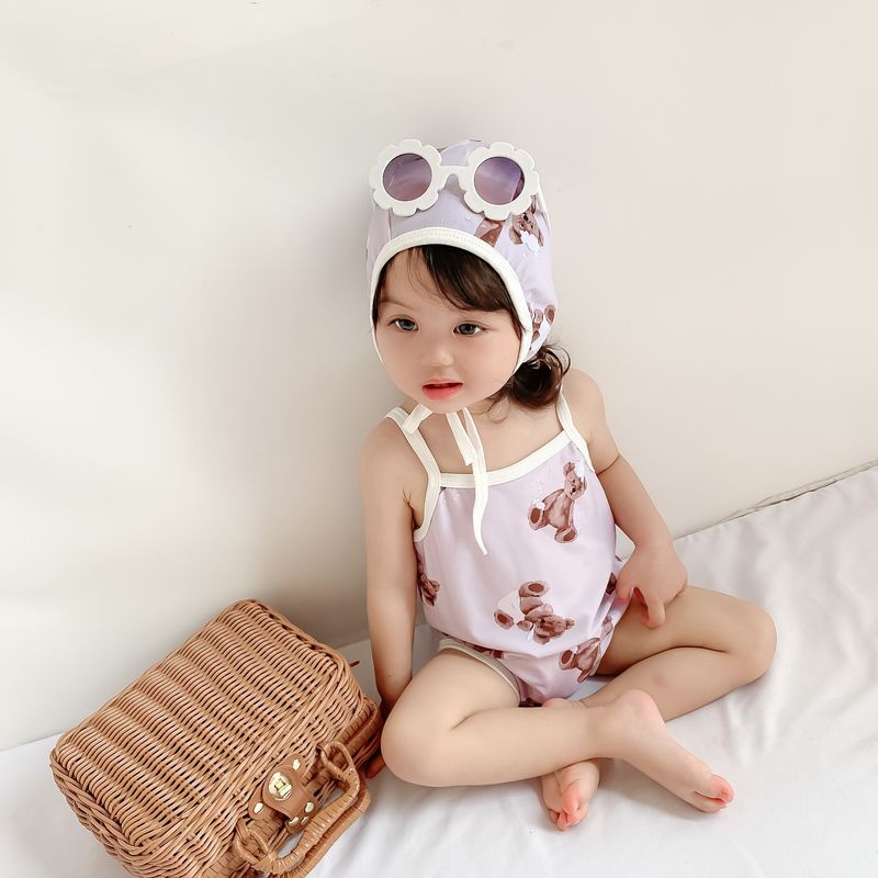 Maillot de bain une pièce pour bébé fille, mignon, triangle, escalade, nouvelle collection coréenne chinoise chic 2024_voghion.com