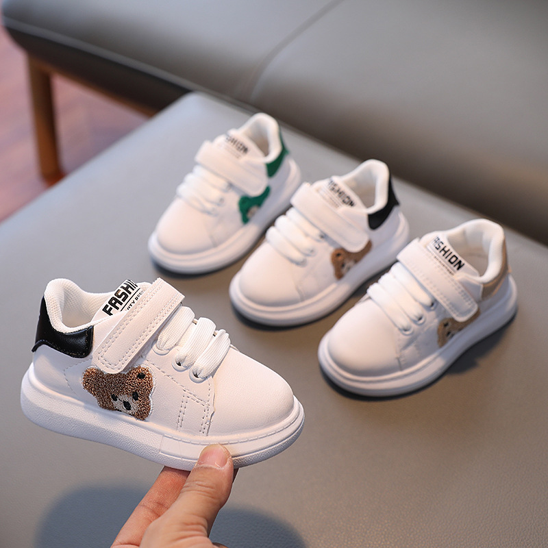 XUANMU Nette Pelzigen Bären Muster Kinder Turnschuhe Flache Ferse Baby Mädchen Schuhe Plattform Kleiner Junge Laufschuhe Kinder tenis Schuhe x0042_voghion.com