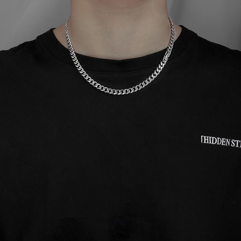Fashion Cuban Chain Non-Fading Jewelry Clasp Stainless Steel Unisex Personality Street Style Necklace_voghion.com