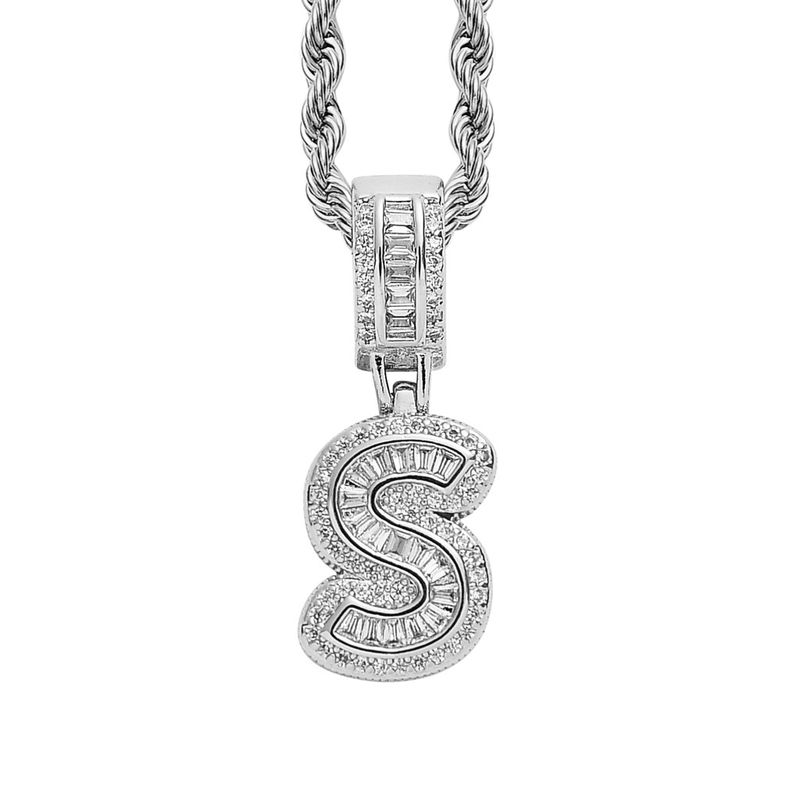 Collana hip hop rock sugar square zirconio ciondolo lettera inglese moda hip hop uomo e donna lettera collana personalità alla moda_voghion.com