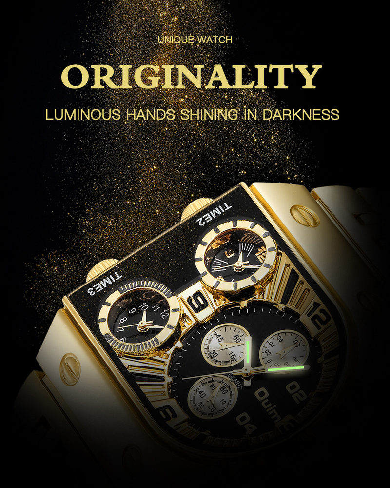 Men's Watches Multi-time Large Dial Luminous Men's Watch Steel Belt Leisure Quartz Watch Gold_voghion.com
