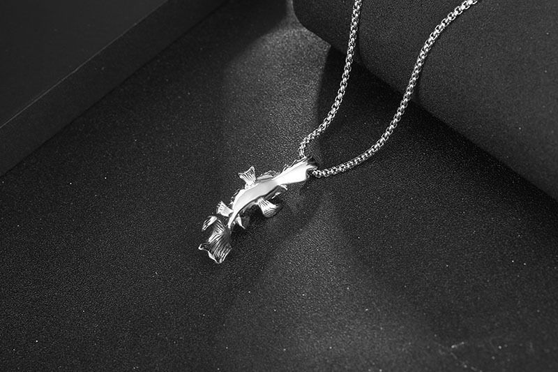 China-Chic Necklace Men's Lucky Carp Pendant Fish Leap over Dragon Gate Personalized Neck Decoration Titanium Steel Does_voghion.com