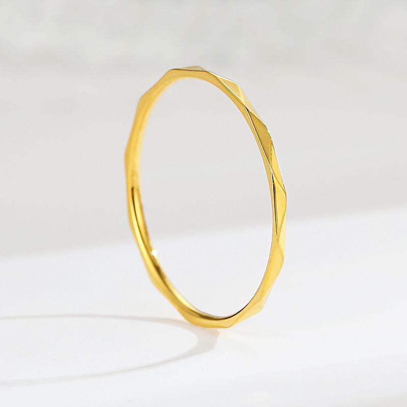 Minimalistischer Edelstahlschmuck für Damen, 1 mm diamantförmiger ultrafeiner geometrischer Schwanzring aus Titanstahl in Roségold_voghion.com