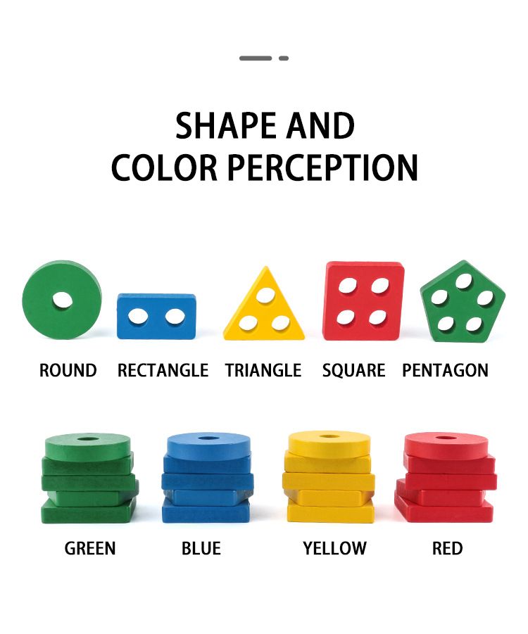Montessori fa geometriai alakzat öt oszlopkészlet blokkok összeszerelése gyermekek felvilágosodás korai nevelés puzzle játékok_voghion.com