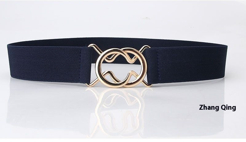Ceinture élastique minimaliste japonaise noire à boucle unique pour robe de femme, ceinture ajustée avec boucle circulaire_voghion.com