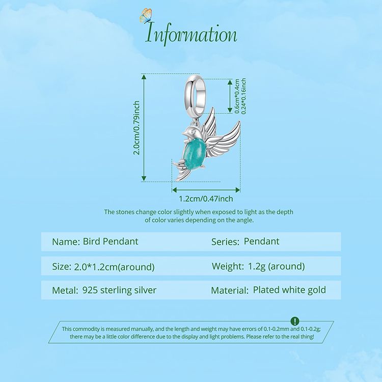 Bird Pendant Charm Sterling Silver Charm_voghion.com