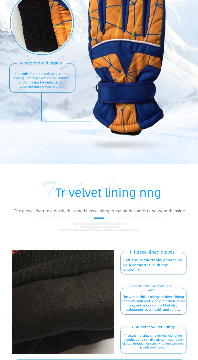 Guantes de invierno premium para niños, a cuadros, para deportes al aire libre, impermeables, resistentes al frío, cálidos, con forro polar, para esquí y ciclismo._voghion.com