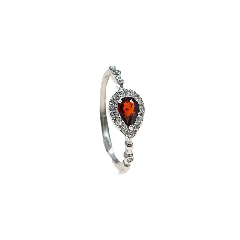 Naturstein Wassertropfen Granat Ring, Damen Leichter Luxus, High-End-Feeling, handgefertigtes Accessoire_voghion.com