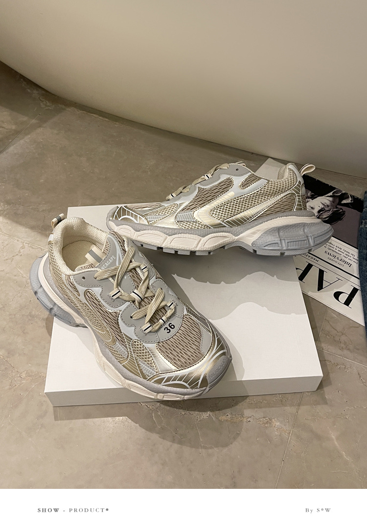 Paris sola grossa combinando com a cor sapatos antigos femininos 2024 primavera novos casuais respiráveis all-match super quentes tênis de corrida esportivos_voghion.com