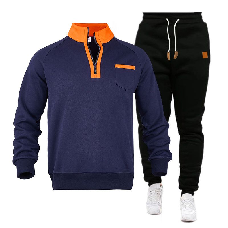 Felpa con cappuccio in pile con mezza zip e colletto rialzato da uomo, per autunno e inverno_voghion.com