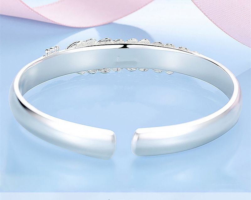 Edle Hübsche Sterg Sier Pea Öffnung Bildschirm Armband Armreif Für Frauen Fashion Party Hochzeit Zubehör Schmuck Geschenk_voghion.com
