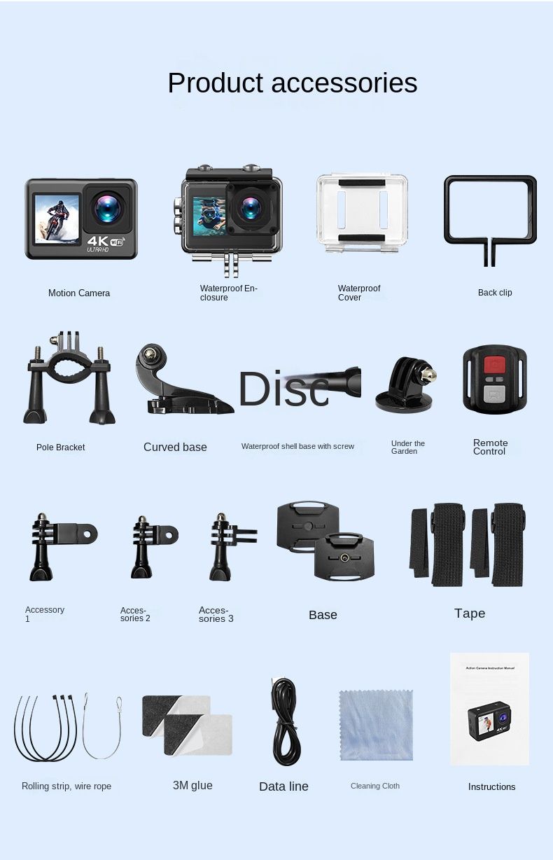 Grenzüberschreitende Sportkamera 4K HD Zweifarbbildschirm Wasserdichte Anti-Shake-Außenkamera WiFi Internet Sport-DV-Kamera_voghion.com