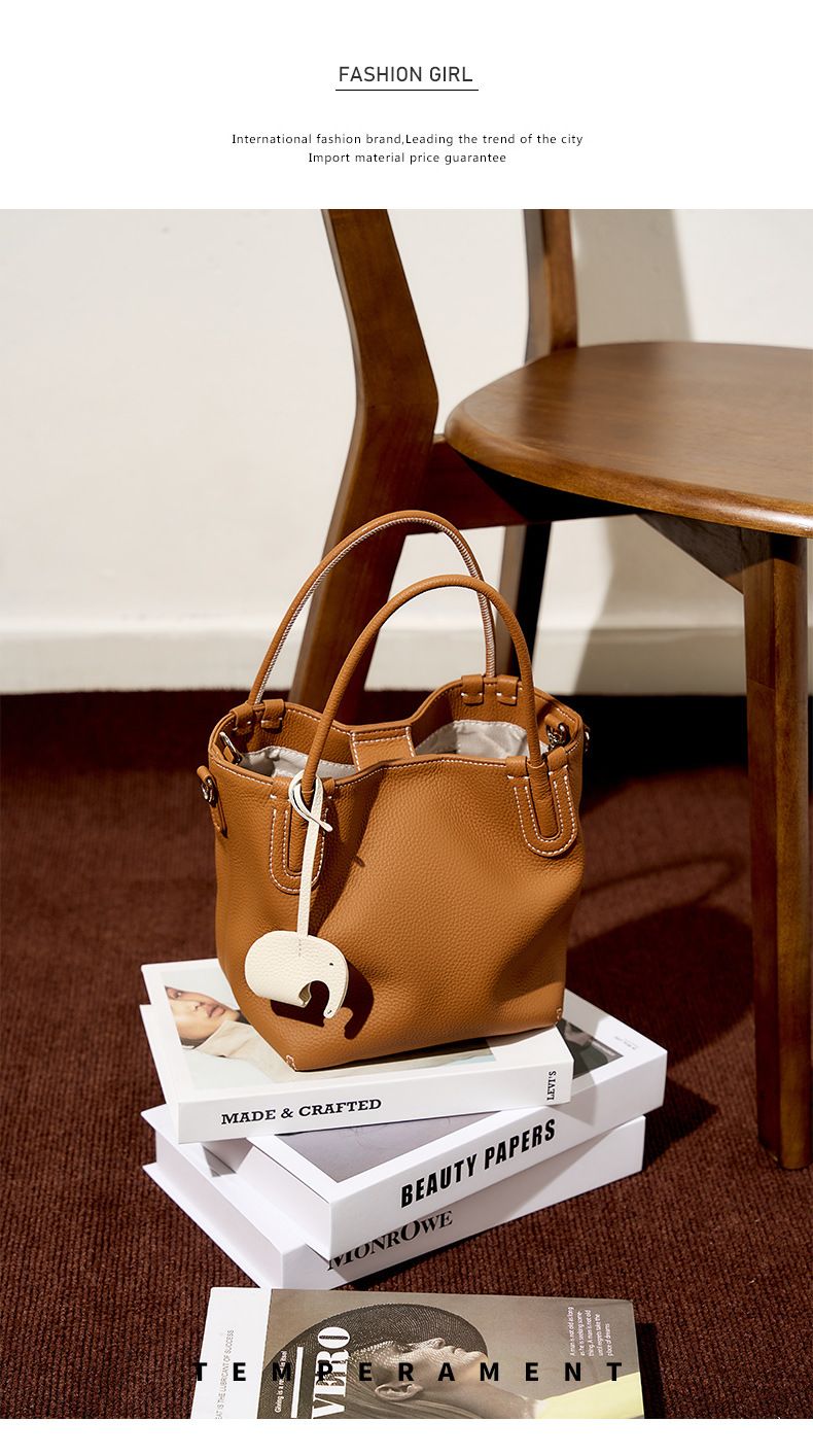 Sommermode Echtleder Eimer Tasche Nische Erste Schicht Rindsleder Retro Eine Schulter Crossbody Handheld Gemüse Korb Tasche_voghion.com