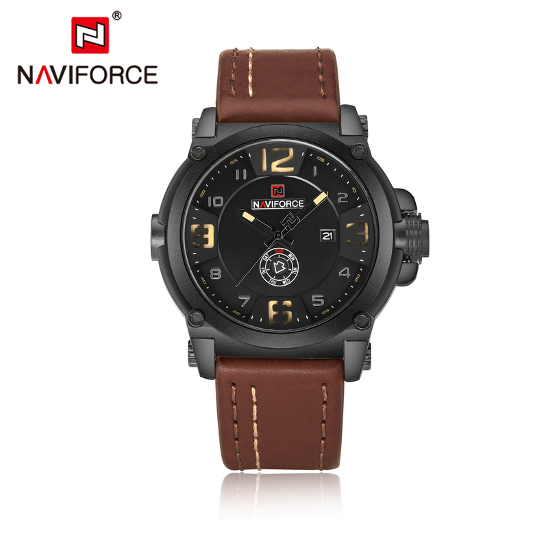 NAVIFORCE Leading 9099 Calendar Men's Waterproof Quartz Belt Watch_voghion.com