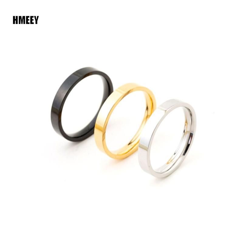 Anelli da uomo e da donna in acciaio inossidabile nero HMEEY da 4 mm, semplici e lisci, disponibili in magazzino, regali di compleanno_voghion.com
