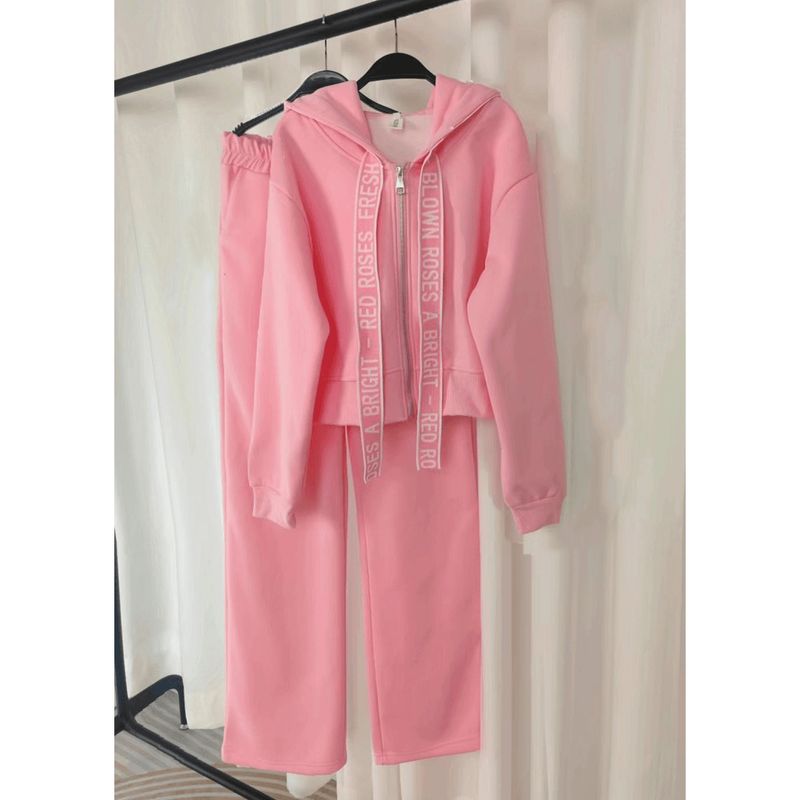 Vêtements pour femmes, vêtements de sport de célébrités haut de gamme en ligne, mode décontractée printemps-automne, pull rose, deux pièces_voghion.com