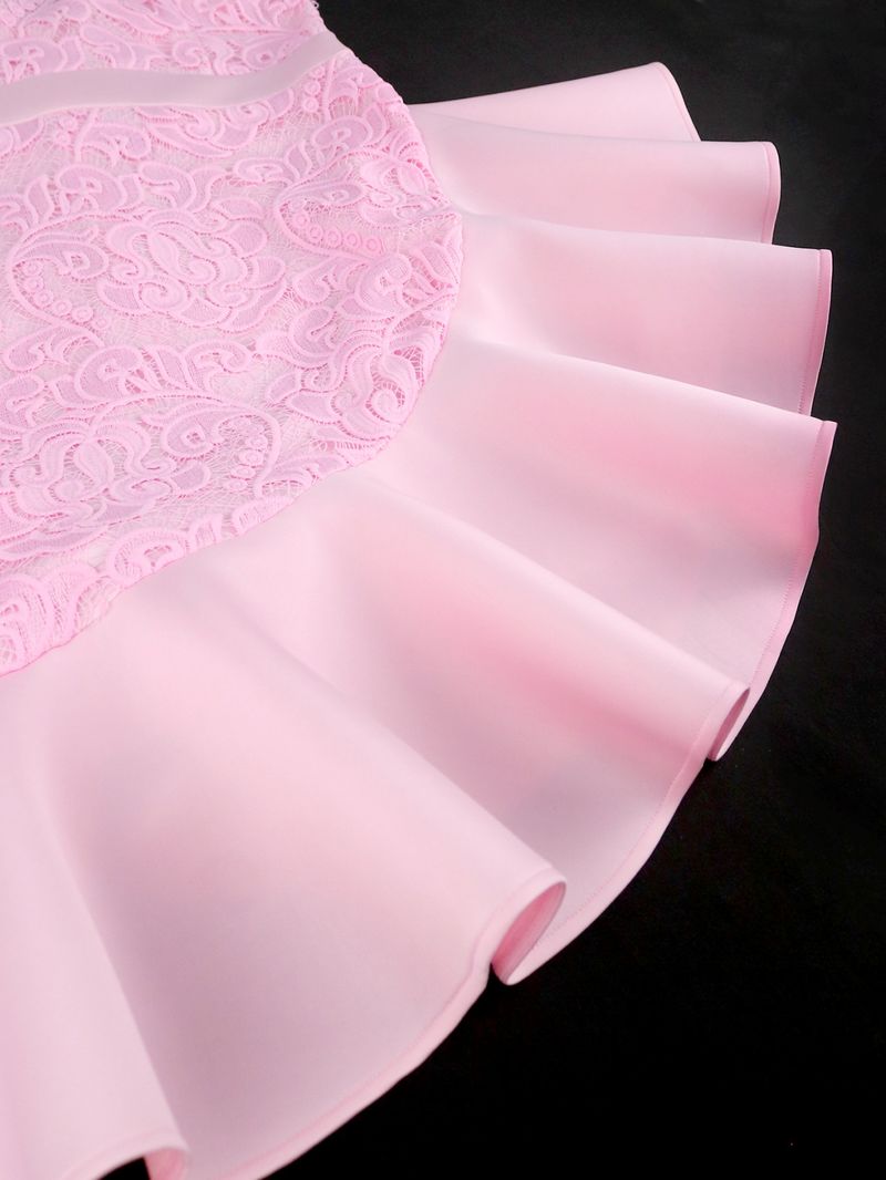 Women's lace patchwork dress plus size celebrity wave tube top dresses_voghion.com