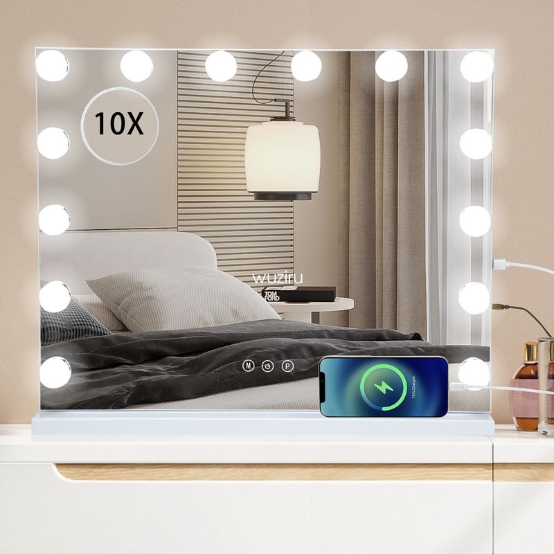 Large LED Vanity Mirror Light Dressing Table Hollywood Make Up Mirror Stand_voghion.com