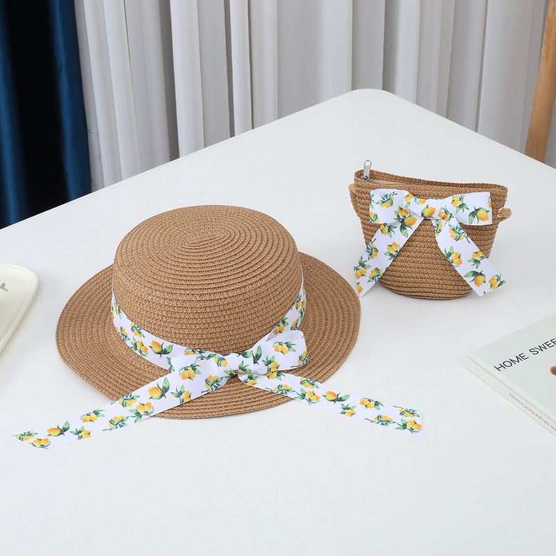 Protezione solare estiva per bambini e donne, parasole pieghevole da spiaggia a tesa piatta, cappelli, borse, set per erba genitore-figlio_voghion.com