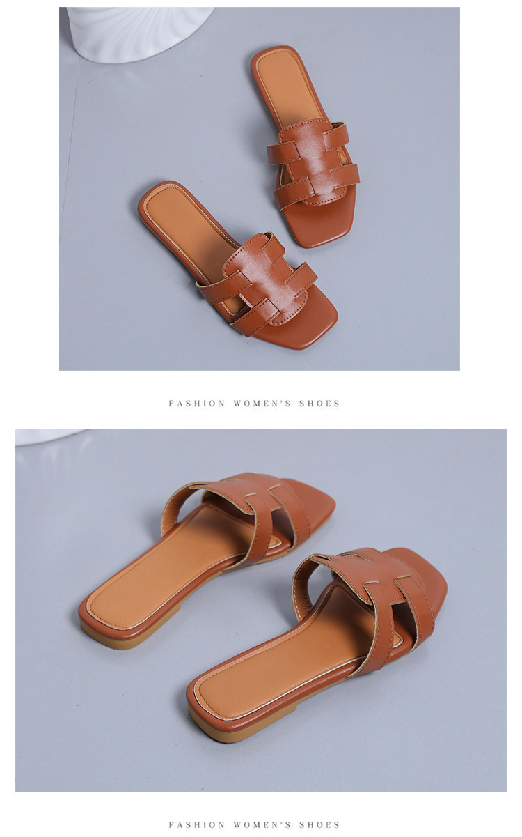 Sommer Neue Hausschuhe Frauen S Oberbekleidung Stilvolle Flache Urlaub Strand Schuhe Eine Linie Sandalen Außenhandel Große Größe_voghion.com