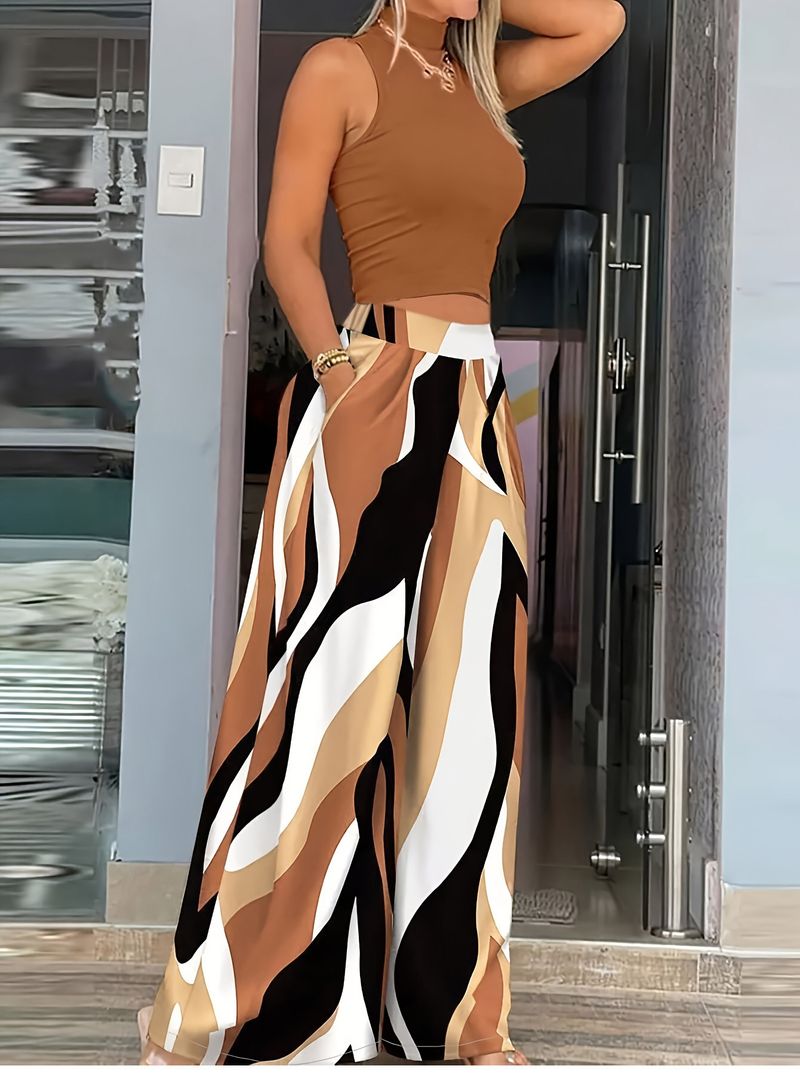 Damenbekleidung Sommer Zweiteiliges Weste-Hosen-Mode-Set_voghion.com