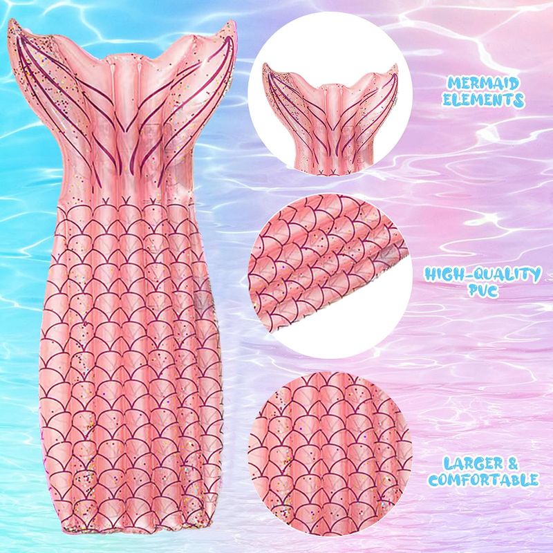 Glitter Mermaid Aufblasbare Schwimmende Reihe Fischschwanz Erwachsene Wasser Aufblasbare Schwimmende Bett Fahrt Spielzeug_voghion.com