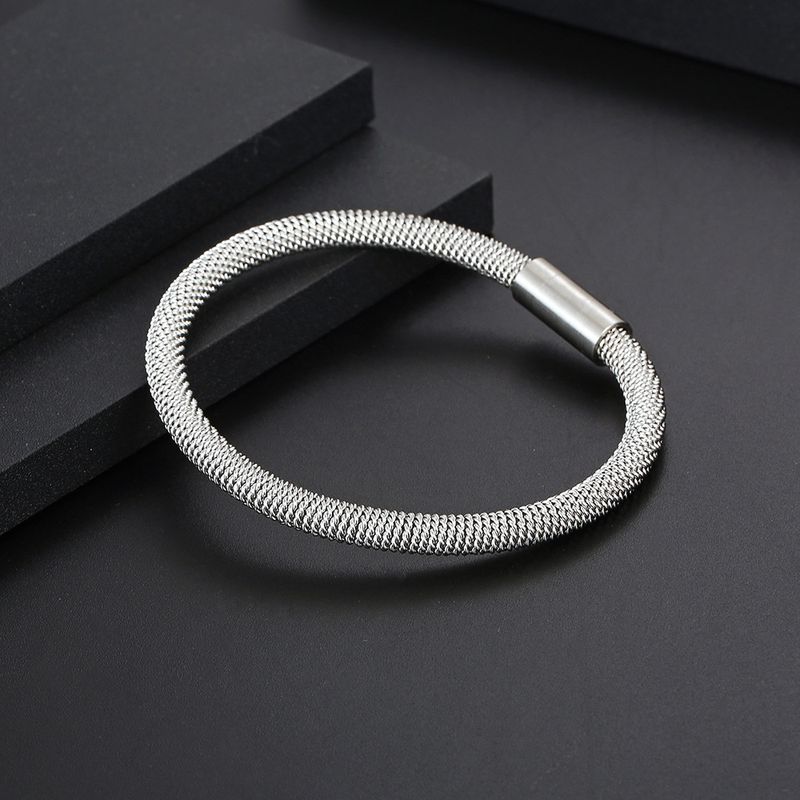 Titanium Steel Magnetic Rope Bracelet - Cyberpunk Unisex Cuff With Interlocking Design, Adjustable Wrap For Couples & Streetwear_voghion.com