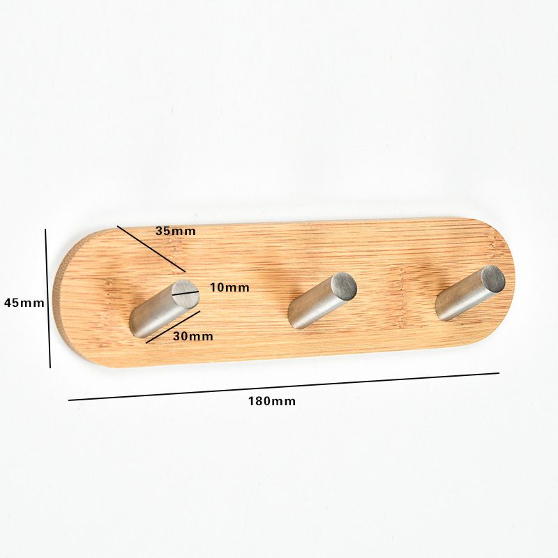 Bamboo Wooden Hooks For Kitchen And Bathroom, Punch Free Decorative Stainless Steel Hooks, Hat And Towel Hooks, Factory Direct Supply_voghion.com
