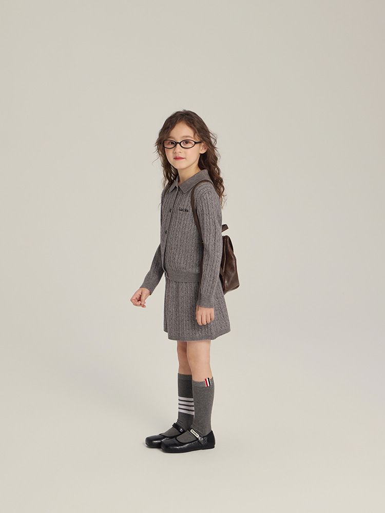 Ensemble tricoté Aimo Beibei pour filles, édition coréenne, style universitaire, nouveauté automne, pull, cardigan et jupe, 2 pièces_voghion.com