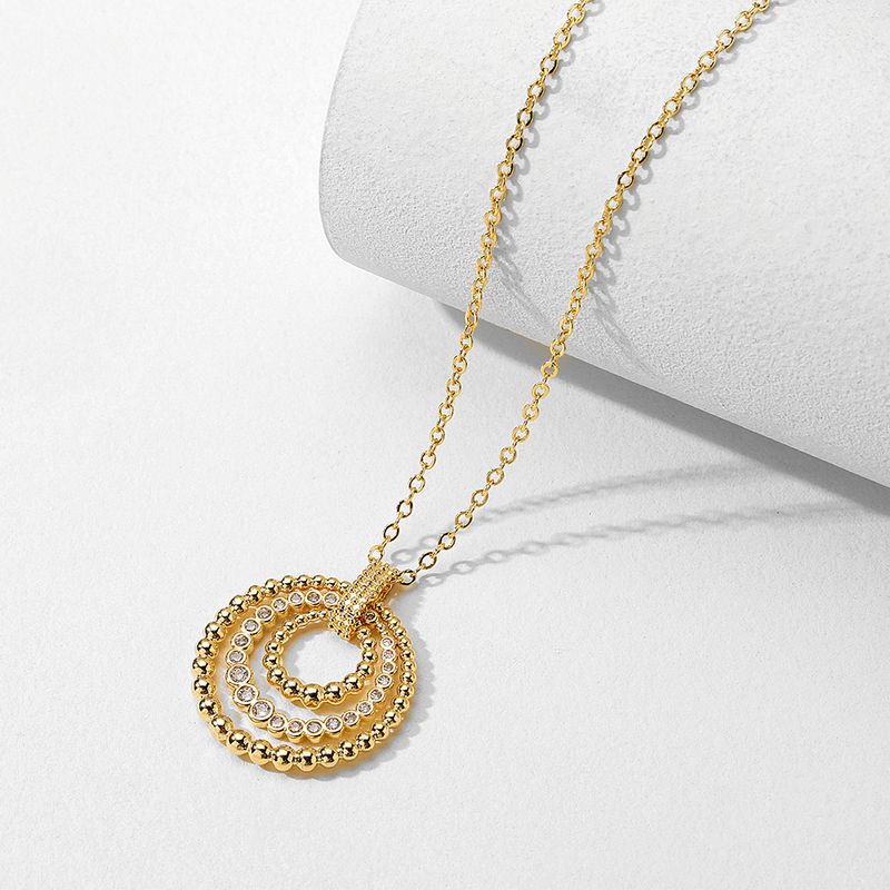 Damen-Schmuckset, Persönlichkeit, Retro, geometrisch, rund, Schmuckset, exquisites Temperament, Mikro-Intarsien-Zirkon, dreiteiliges Set_voghion.com