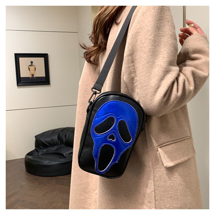 Funny Skull Crossbody Bag For Women - Gothic Halloween PU Shoulder Purse With Phone Pocket & Zipper Closure (Multiple Colors)_voghion.com