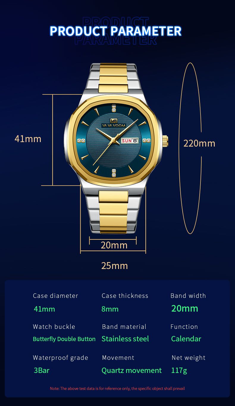 VAVA VOOM Brand Men's Watch Fashion Business Calendar Quartz Waterproof Men's Watch_voghion.com