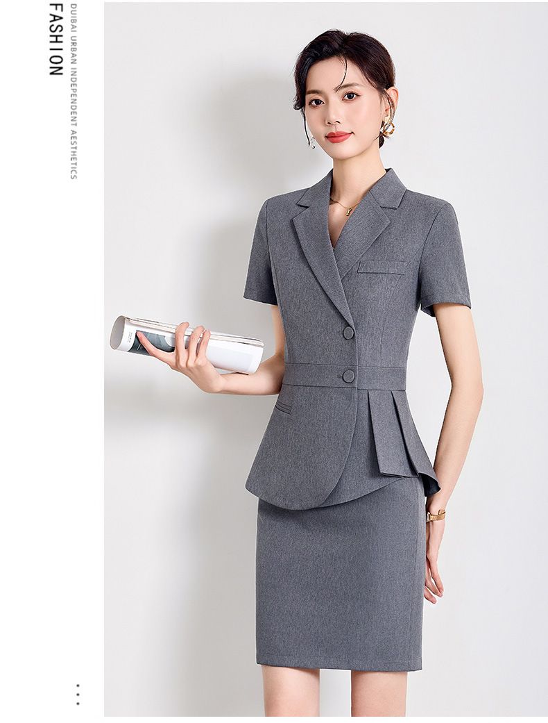 Professional Short Sleeved Suit, Female Capable Temperament, Formal Attire, Manager's Secretary, Hotel Front Desk_voghion.com