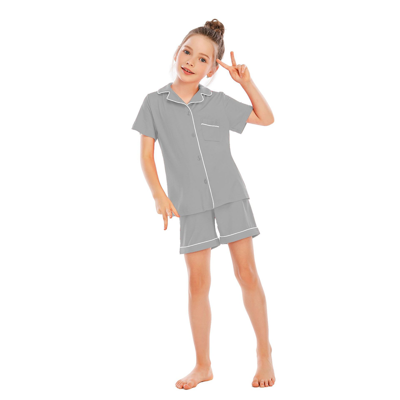 Women's clothing pajamas for boys and girls short-sleeved shorts suits comfortable cardigan modal lapel new home clothes_voghion.com
