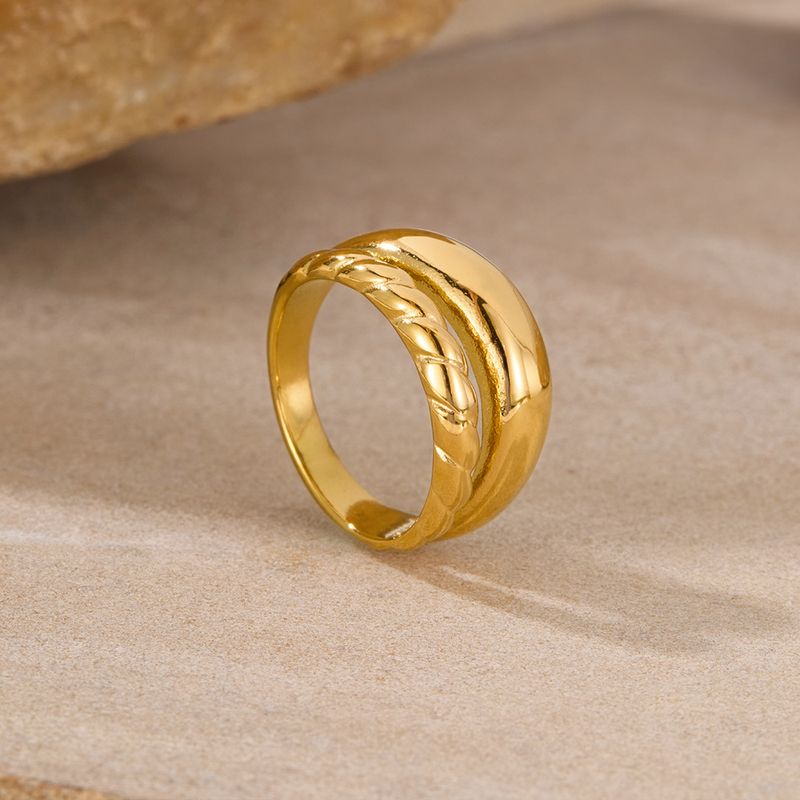 Women's Jewelry Geometric Double Layer Stainless Steel Ring - Elegant And Unique Design For Everyday Wear, Sizes 6-8 Double Layer Titanium Steel Ring_voghion.com