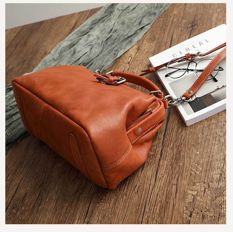 Borsa da dottore in pelle conciata al vegetale, borsa retrò da donna, in pelle bovina colorata, a tracolla, da donna, borsa da dottore 32051_voghion.com
