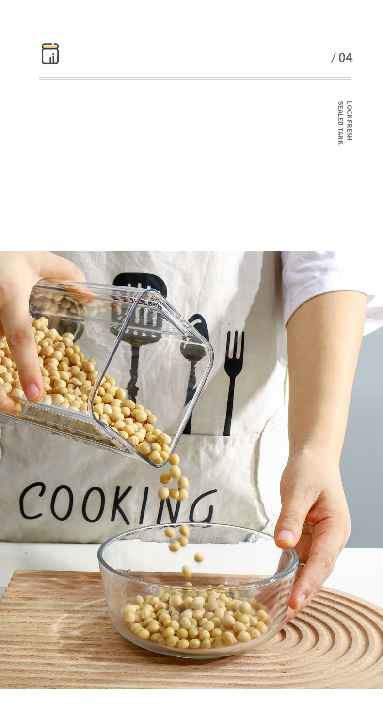 Sealed Food-Grade Container Kitchen Transparent Plastic Jar Grain Storage Box_voghion.com