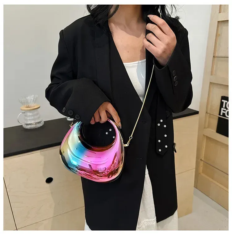 2025 Pochette da sera in acrilico trasparente da donna, borsa a tracolla alla moda, mezzaluna, borse da sposa, festa, tote, da donna 250614l_voghion.com